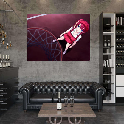 Hot Basketball Sport Busty Redhead Girl Beautiful Awesome Anime Manga Art Wall Art Print Poster