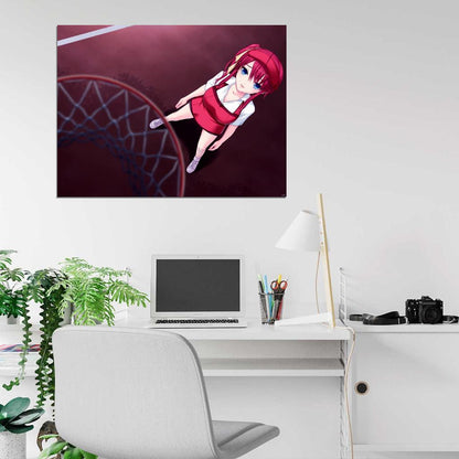 Hot Basketball Sport Busty Redhead Girl Beautiful Awesome Anime Manga Art Wall Art Print Poster