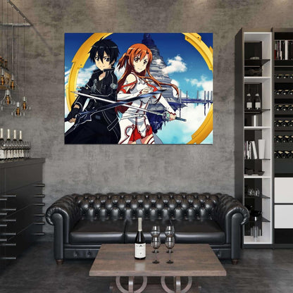 Sword Art Online SAO Kirito Asuna Anime Manga Art Wall Art Print Poster