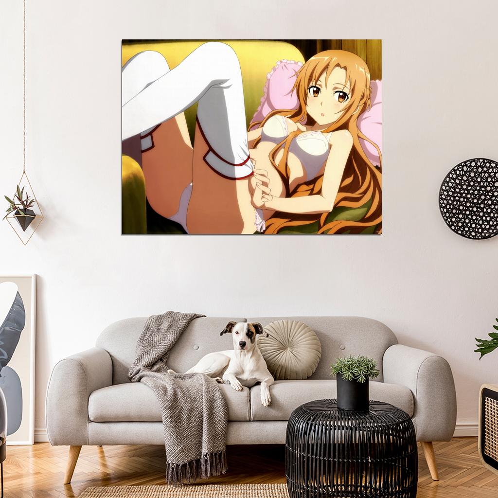 Sword Art Online Yuuki Asuna Hot Cute Girl Underwear Stocking Anime Manga Art Wall Art Print Poster