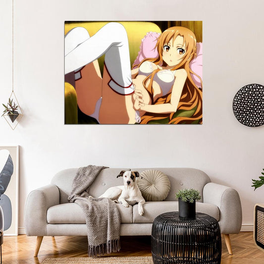 Sword Art Online Yuuki Asuna Hot Cute Girl Underwear Stocking Anime Manga Art Wall Art Print Poster