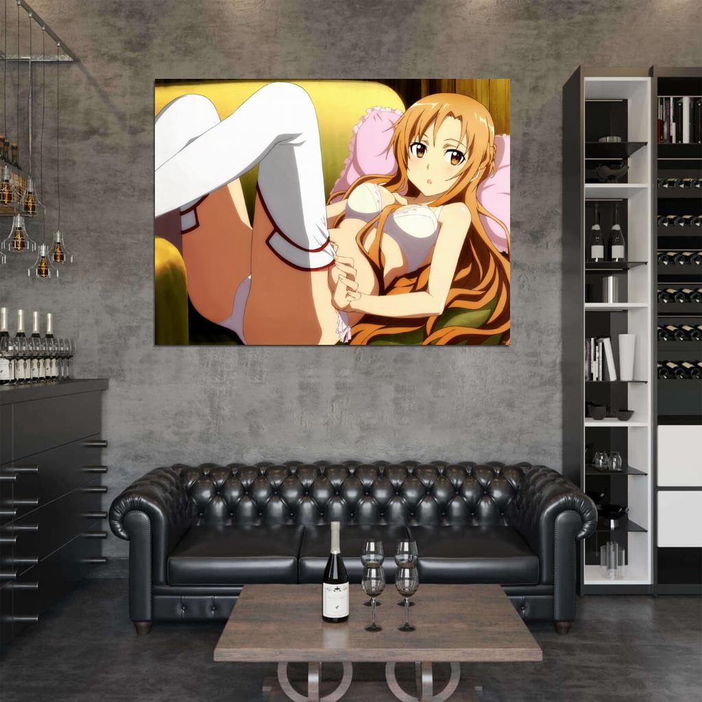 Sword Art Online Yuuki Asuna Hot Cute Girl Underwear Stocking Anime Manga Art Wall Art Print Poster