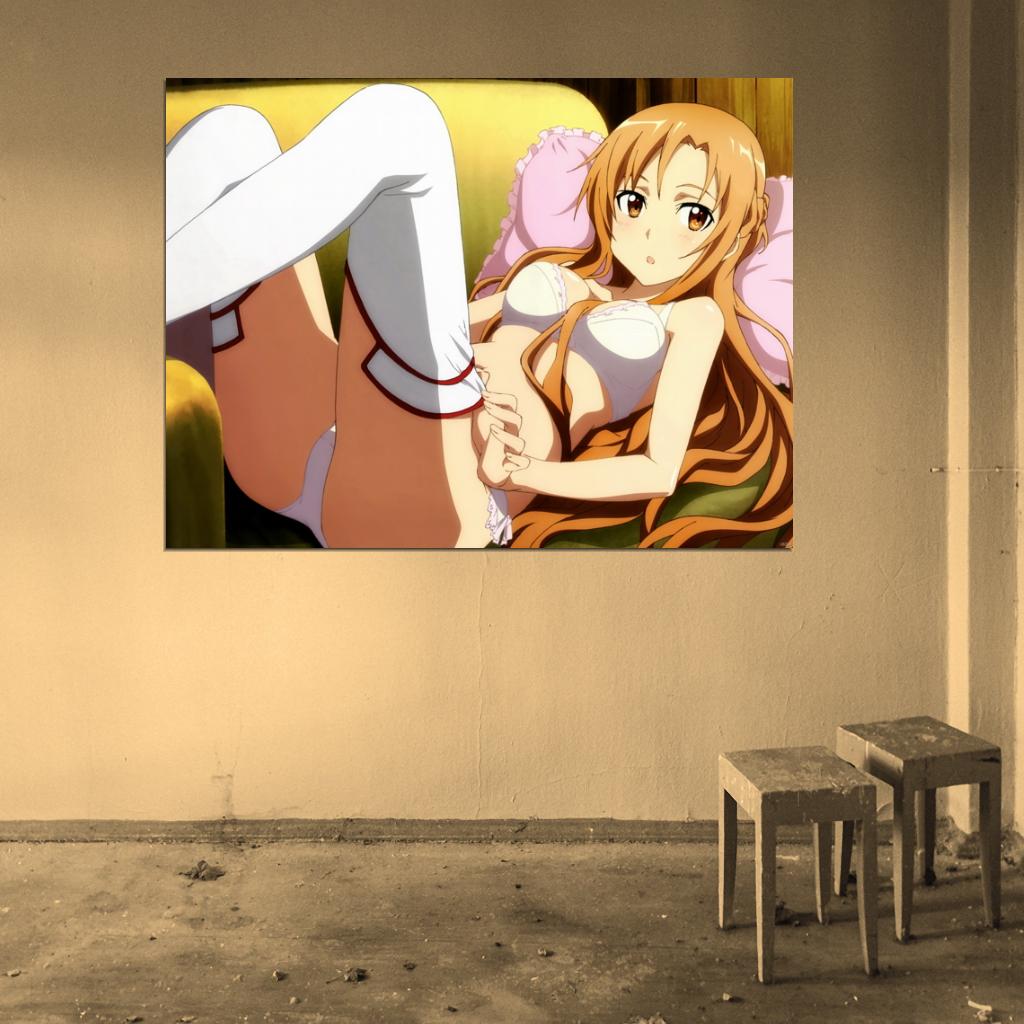 Sword Art Online Yuuki Asuna Hot Cute Girl Underwear Stocking Anime Manga Art Wall Art Print Poster