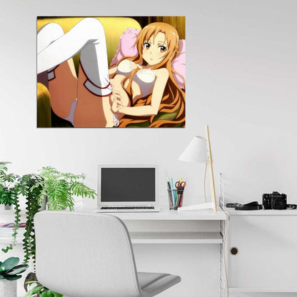 Sword Art Online Yuuki Asuna Hot Cute Girl Underwear Stocking Anime Manga Art Wall Art Print Poster