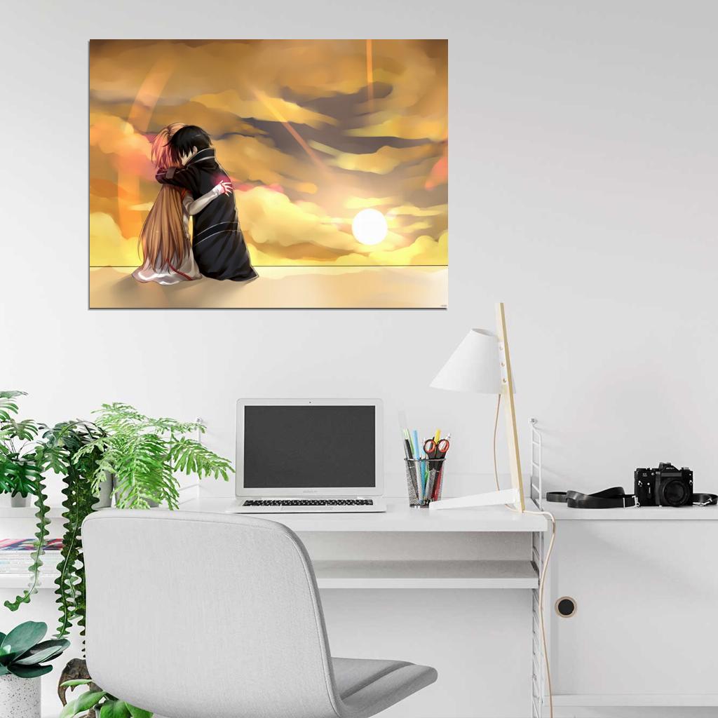 Sword Art Online Asuna Kirito Beautiful Anime Manga Art Wall Art Print Poster
