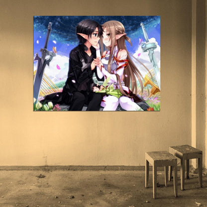 Sword Art Online Asuna Kirito Beautiful Anime Manga Art Wall Art Print Poster
