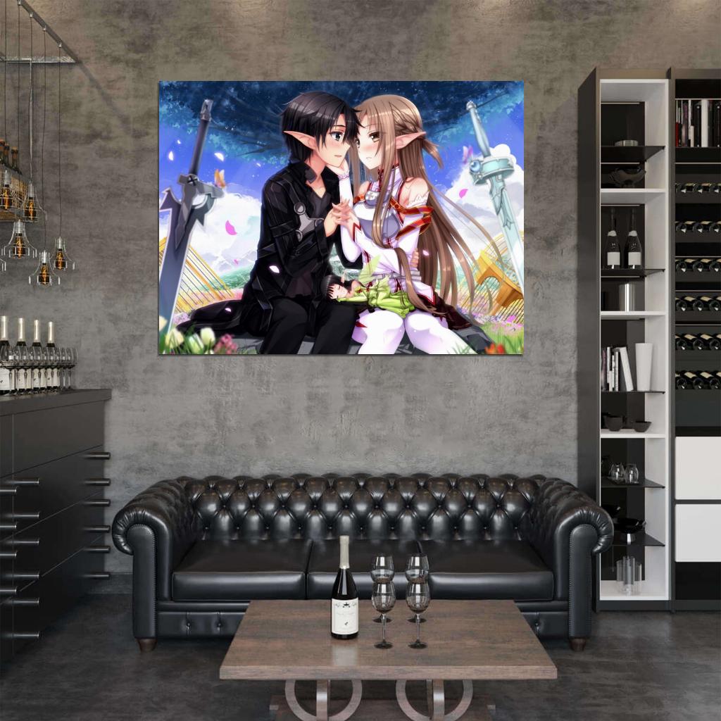 Sword Art Online Asuna Kirito Beautiful Anime Manga Art Wall Art Print Poster