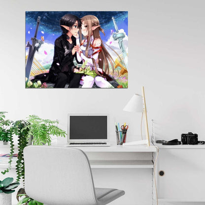 Sword Art Online Asuna Kirito Beautiful Anime Manga Art Wall Art Print Poster