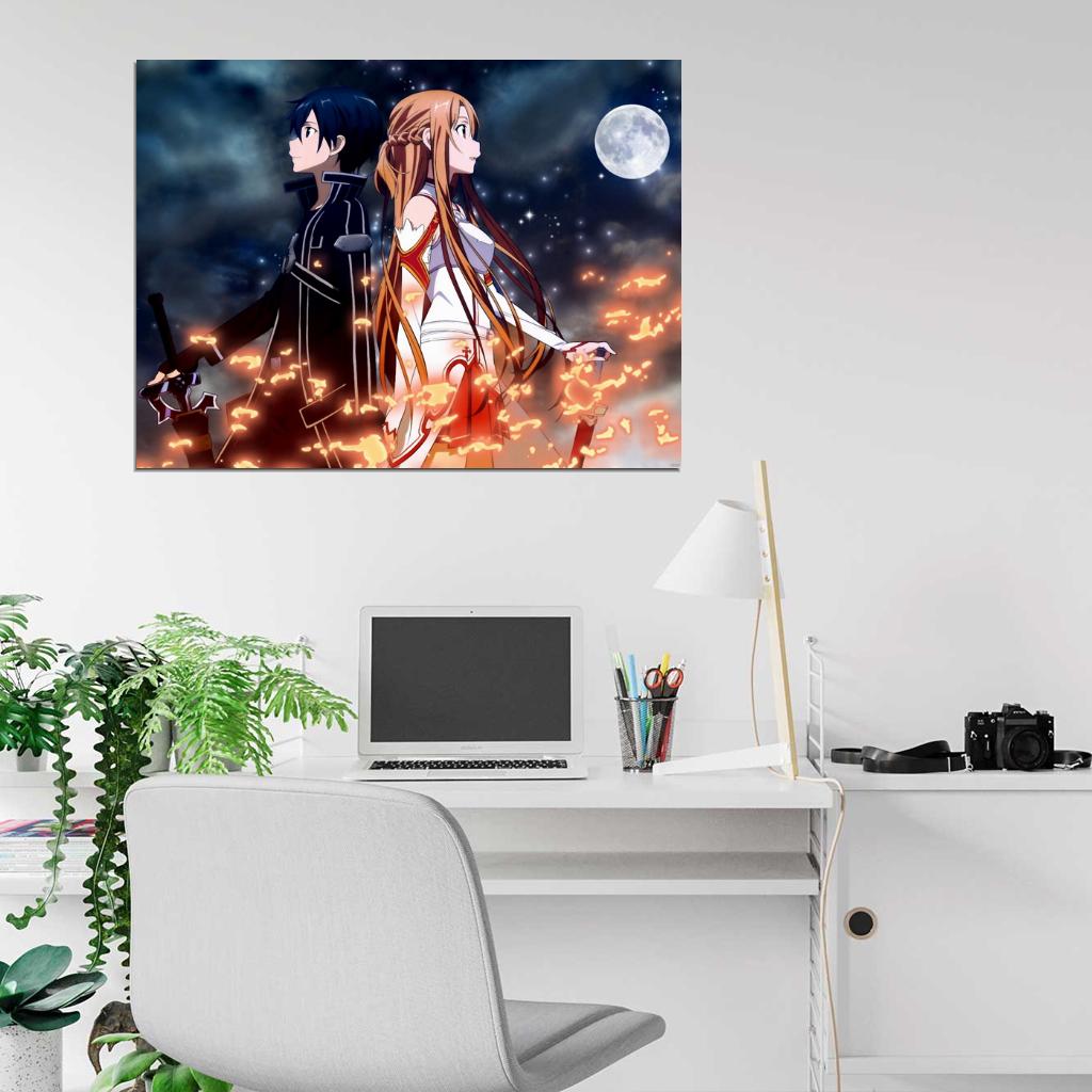 Sword Art Online Asuna Kirito Beautiful Awesome Anime Manga Art Wall Art Print Poster