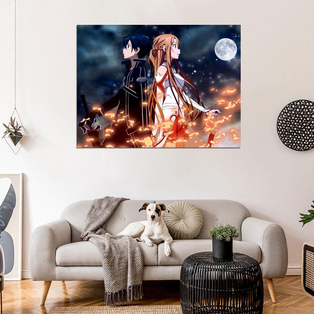 Sword Art Online Asuna Kirito Beautiful Awesome Anime Manga Art Wall Art Print Poster