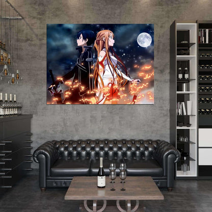 Sword Art Online Asuna Kirito Beautiful Awesome Anime Manga Art Wall Art Print Poster