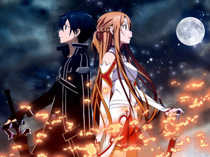 Sword Art Online Asuna Kirito Beautiful Awesome Anime Manga Art Wall Art Print Poster