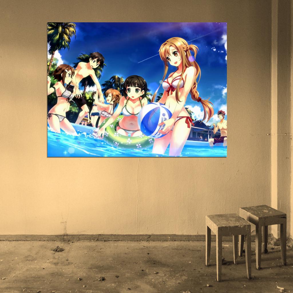 Sword Art Online Beautiful Hot Girls Bikini Anime Manga Art Wall Art Print Poster