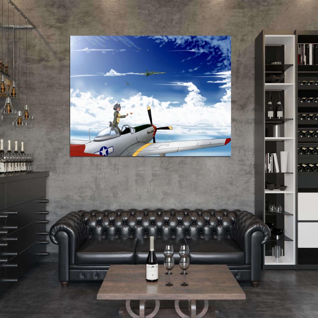 Strike Witches Airplane Sky Clouds Anime Manga Art Wall Art Print Poster