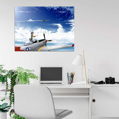 Strike Witches Airplane Sky Clouds Anime Manga Art Wall Art Print Poster