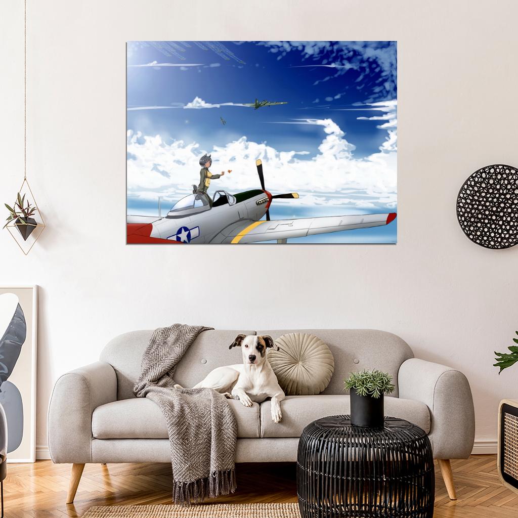 Strike Witches Airplane Sky Clouds Anime Manga Art Wall Art Print Poster