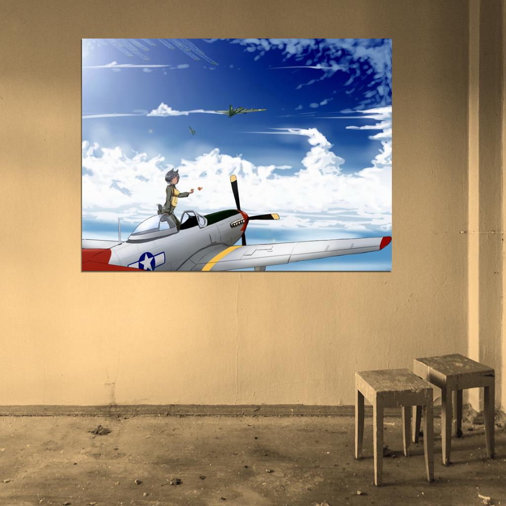Strike Witches Airplane Sky Clouds Anime Manga Art Wall Art Print Poster