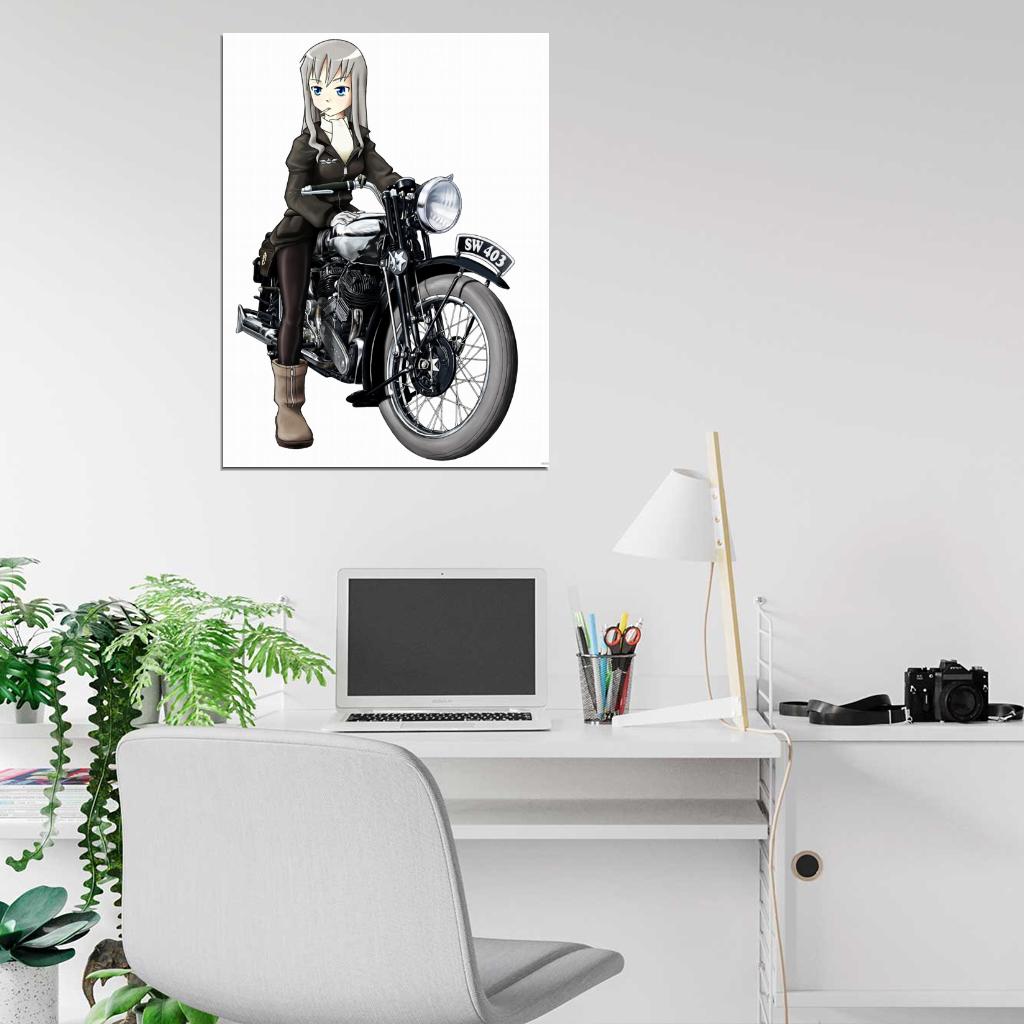 Strike Witches Elizabeth F. Beurling Hot Girl Bike Anime Manga Art Wall Art Print Poster