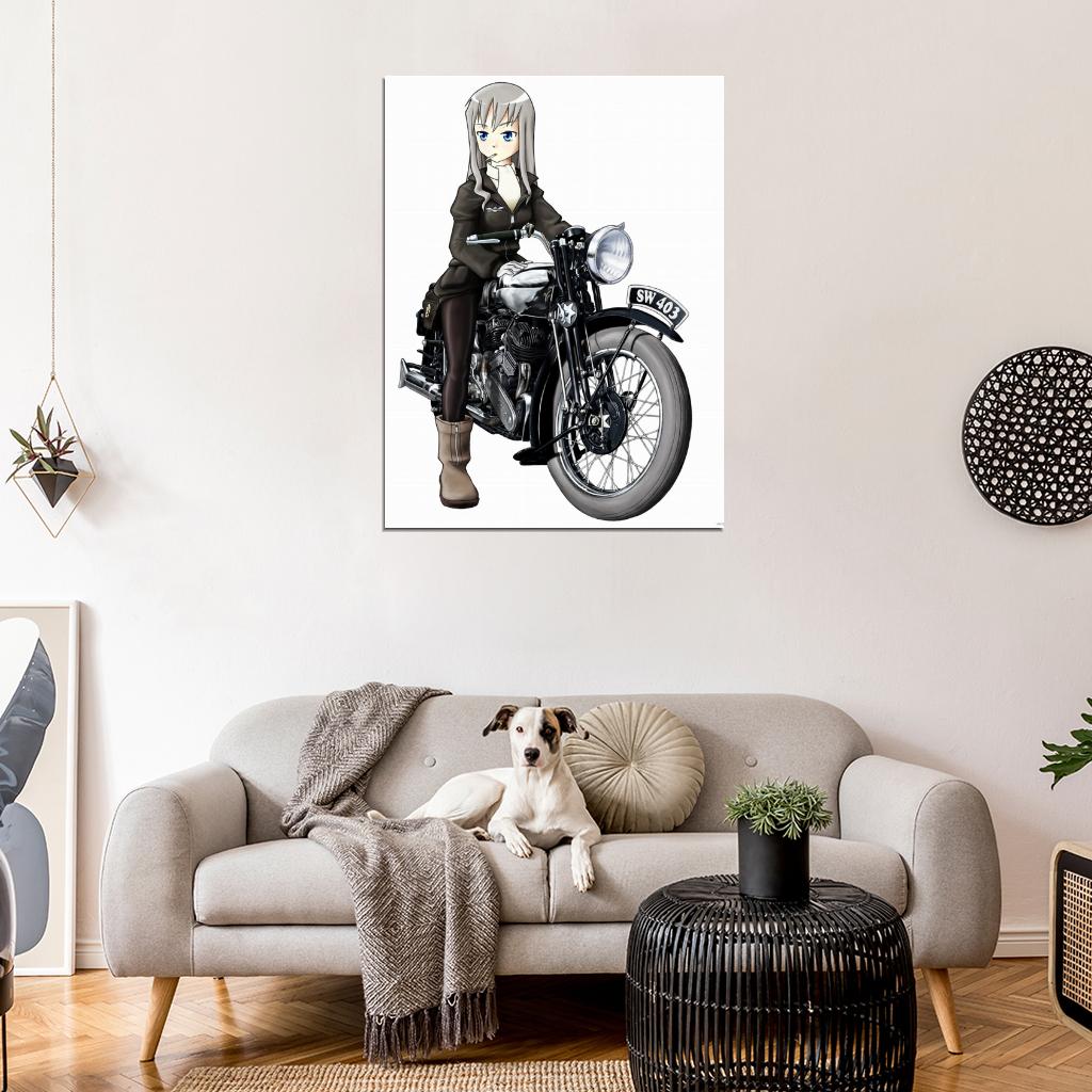Strike Witches Elizabeth F. Beurling Hot Girl Bike Anime Manga Art Wall Art Print Poster
