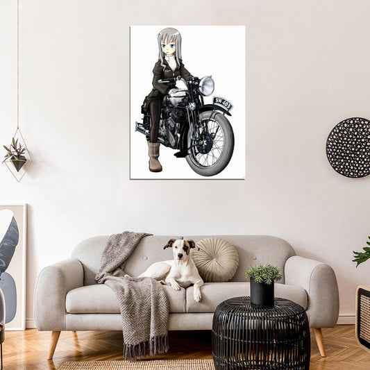 Strike Witches Elizabeth F. Beurling Hot Girl Bike Anime Manga Art Wall Art Print Poster
