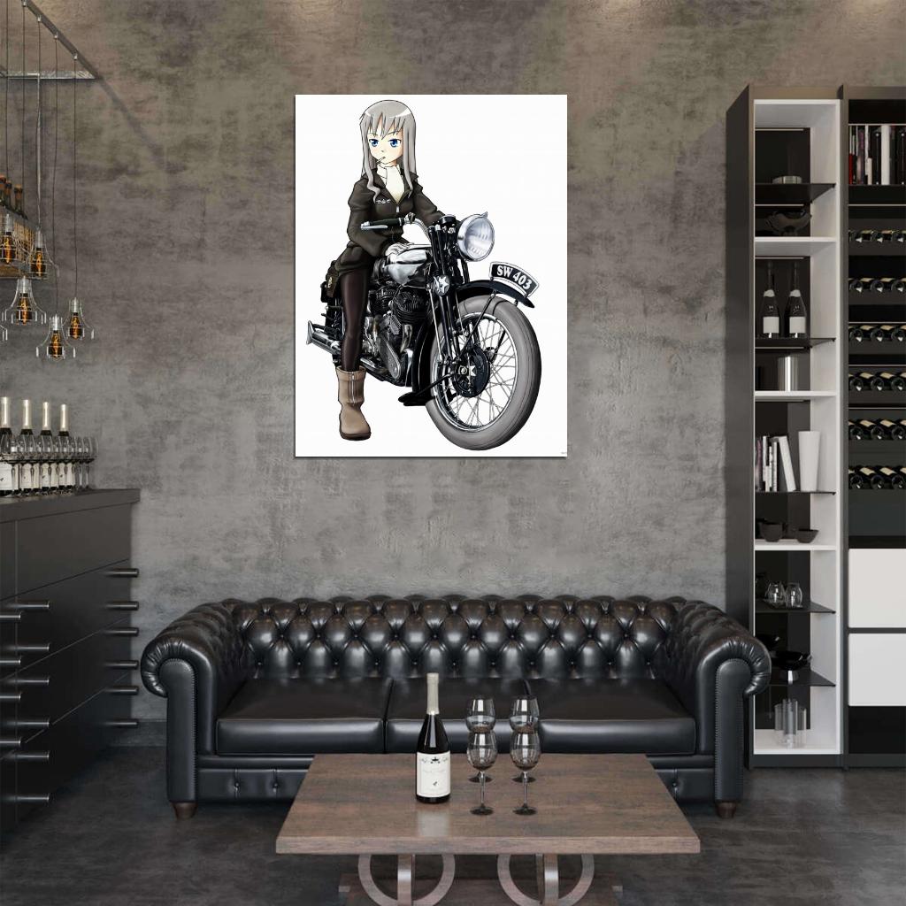 Strike Witches Elizabeth F. Beurling Hot Girl Bike Anime Manga Art Wall Art Print Poster
