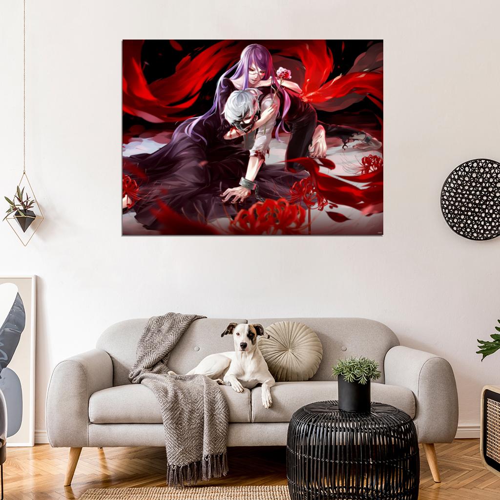 Tokyo Ghoul Ken Kaneki Kamishiro Rize Anime Manga Art Wall Art Print Poster