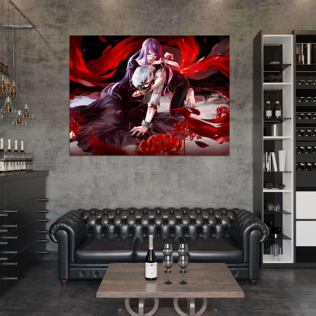 Tokyo Ghoul Ken Kaneki Kamishiro Rize Anime Manga Art Wall Art Print Poster