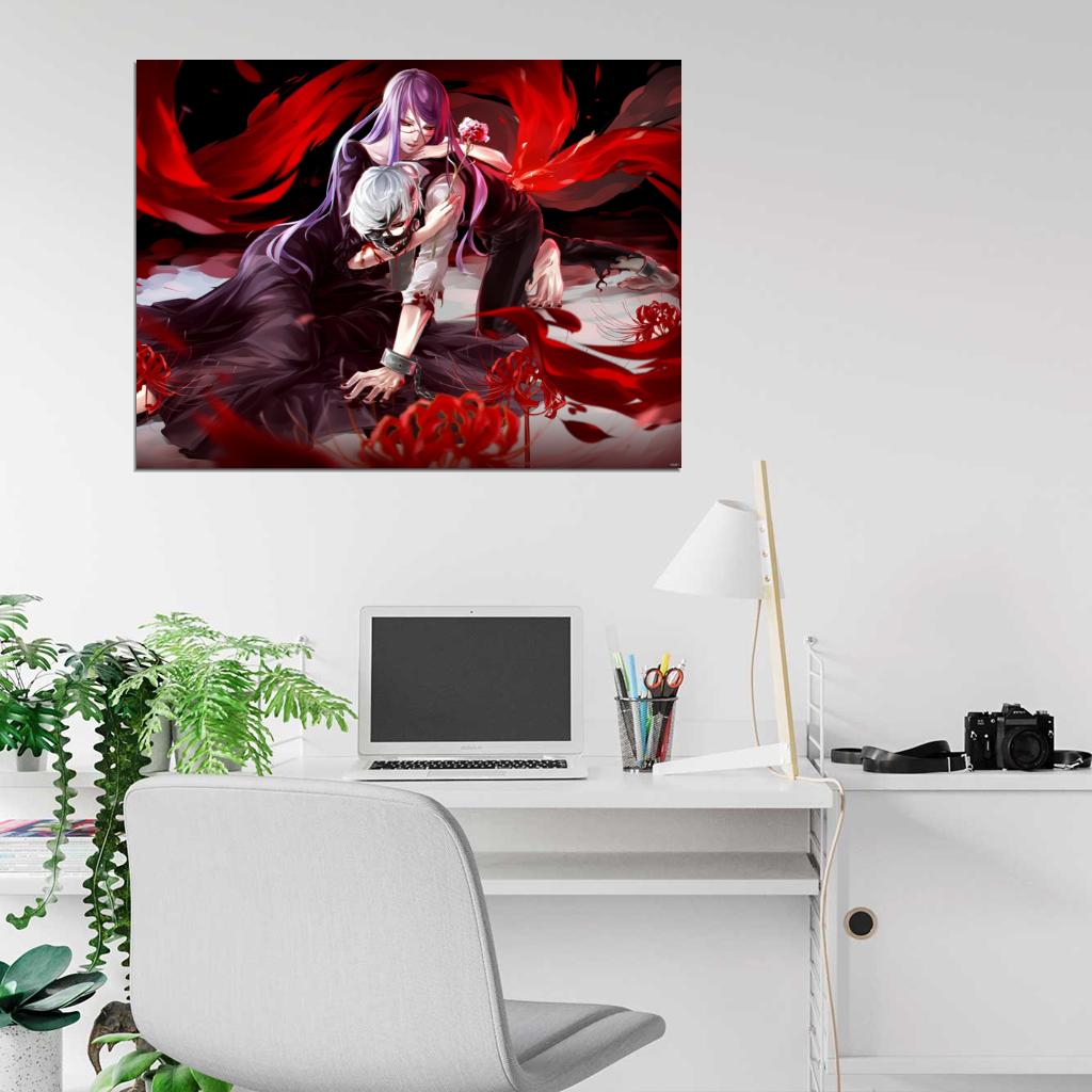 Tokyo Ghoul Ken Kaneki Kamishiro Rize Anime Manga Art Wall Art Print Poster