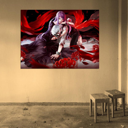 Tokyo Ghoul Ken Kaneki Kamishiro Rize Anime Manga Art Wall Art Print Poster
