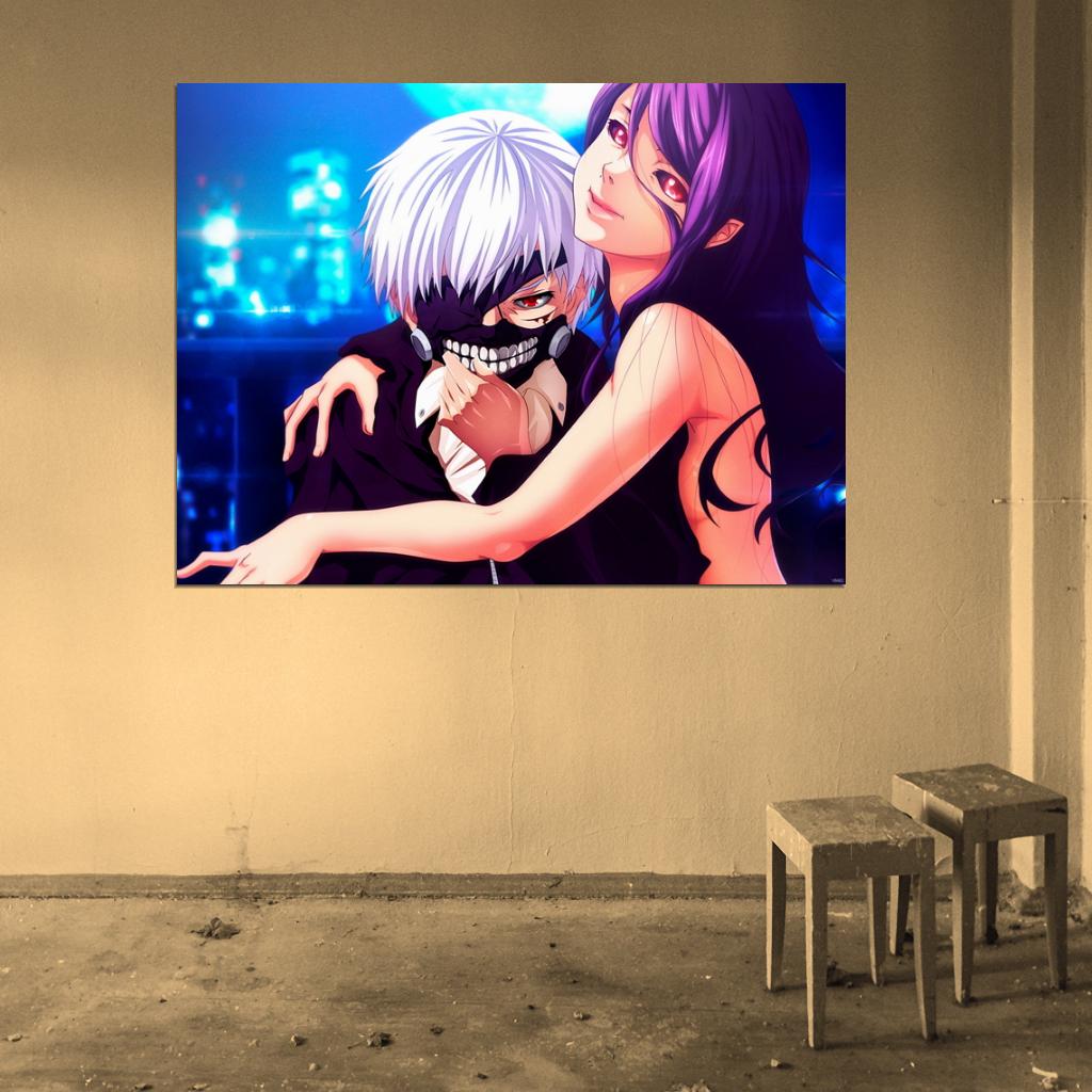 Tokyo Ghoul Ken Kaneki Kamishiro Rize Anime Manga Art Wall Art Print Poster