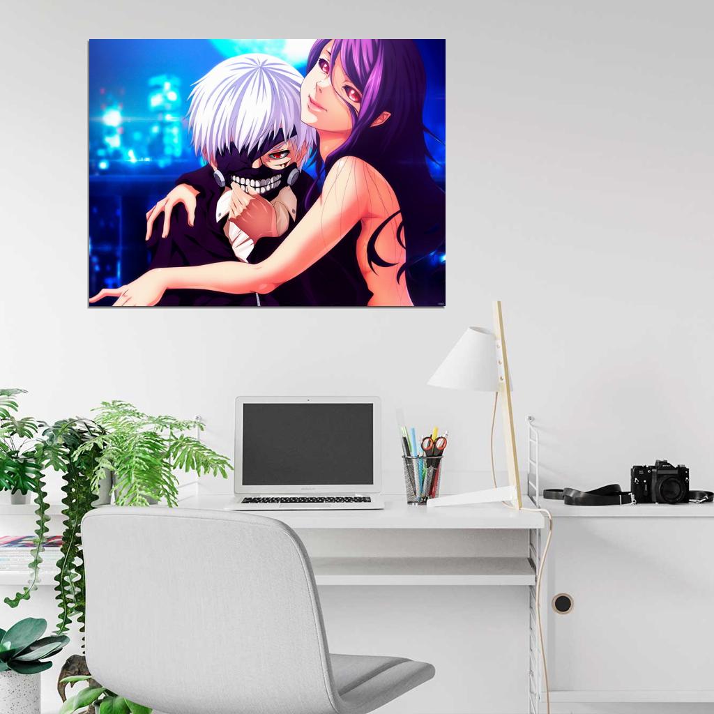 Tokyo Ghoul Ken Kaneki Kamishiro Rize Anime Manga Art Wall Art Print Poster