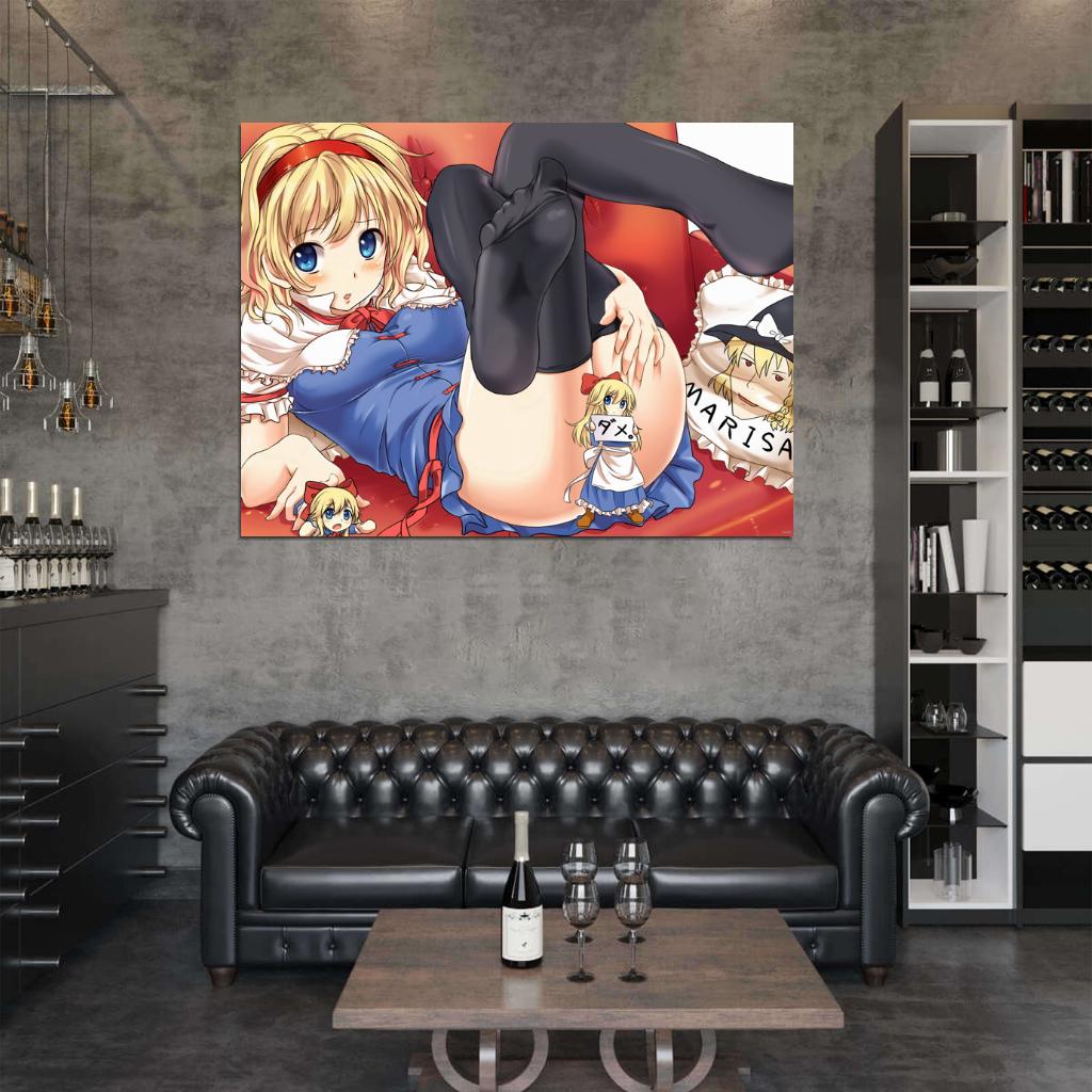 Alice Margatroid Touhou Project Hot Cute Girl Stocking Feet Anime Manga Art Wall Art Print Poster