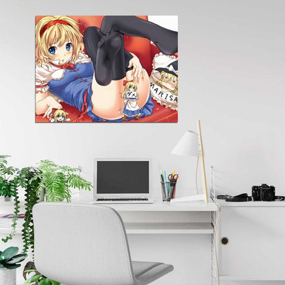 Alice Margatroid Touhou Project Hot Cute Girl Stocking Feet Anime Manga Art Wall Art Print Poster