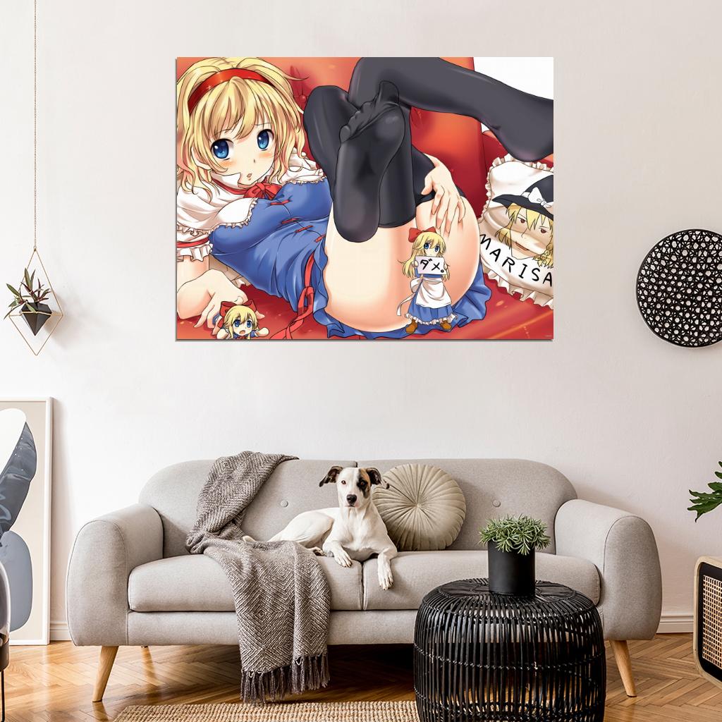 Alice Margatroid Touhou Project Hot Cute Girl Stocking Feet Anime Manga Art Wall Art Print Poster