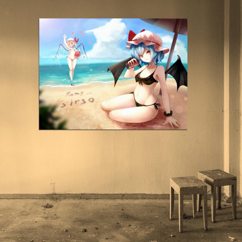 Touhou Project Flandre Remilia Scarlet Hot Cute Girls Anime Manga Art Wall Art Print Poster