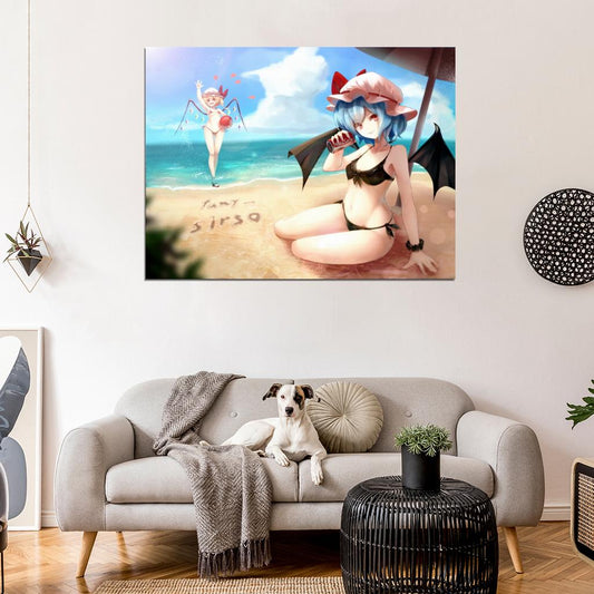 Touhou Project Flandre Remilia Scarlet Hot Cute Girls Anime Manga Art Wall Art Print Poster