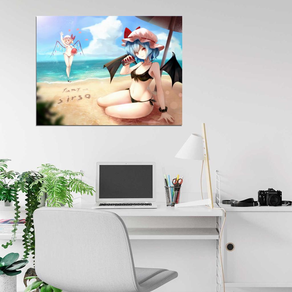 Touhou Project Flandre Remilia Scarlet Hot Cute Girls Anime Manga Art Wall Art Print Poster