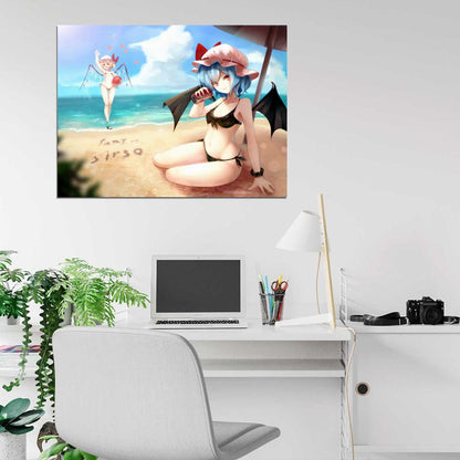 Touhou Project Flandre Remilia Scarlet Hot Cute Girls Anime Manga Art Wall Art Print Poster