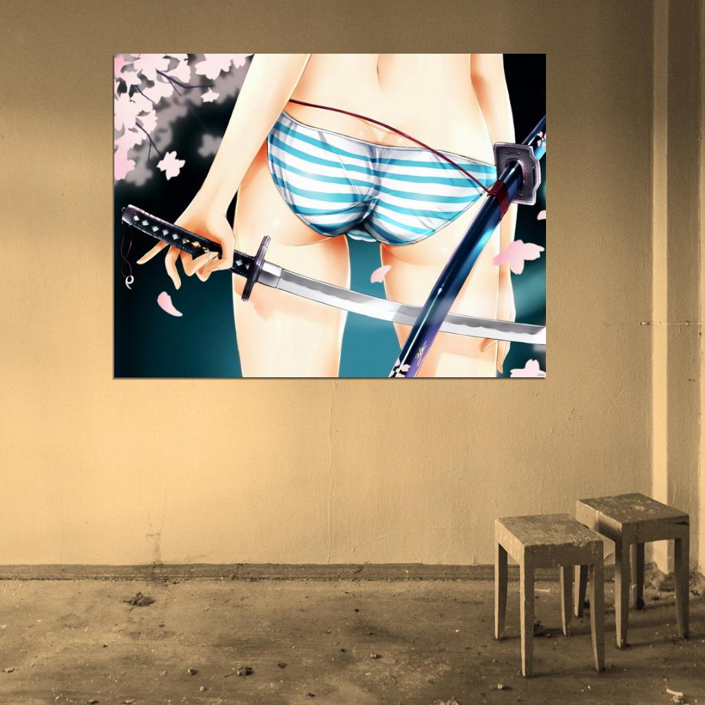 Youmu Konpaku Touhou Project Hot Girl Panties Ass Anime Manga Art Wall Art Print Poster