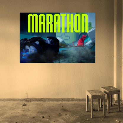 Marathon Game Cat Sci-Fi Cinematic Wall Art Print Poster