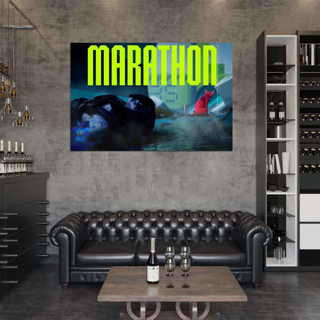 Marathon Game Cat Sci-Fi Cinematic Wall Art Print Poster