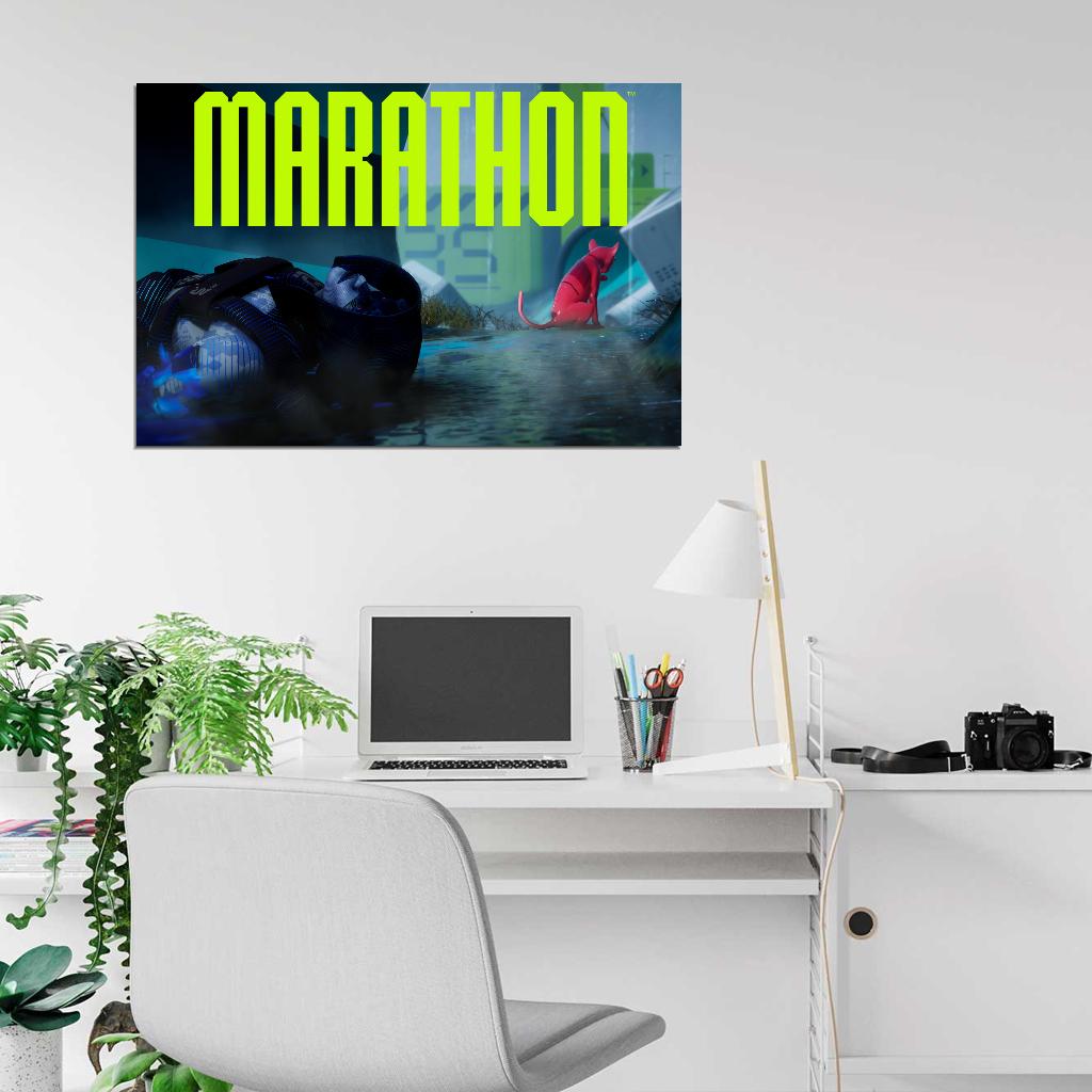 Marathon Game Cat Sci-Fi Cinematic Wall Art Print Poster