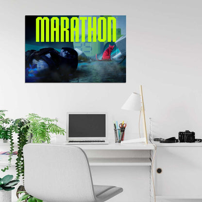 Marathon Game Cat Sci-Fi Cinematic Wall Art Print Poster