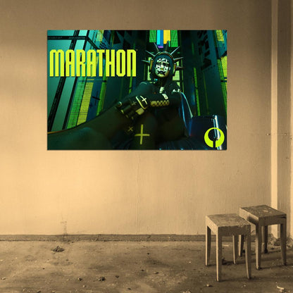 Marathon Game Vandal Glitch Hot Girl Wall Art Print Poster