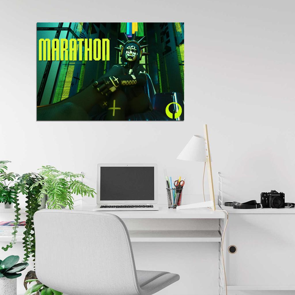 Marathon Game Vandal Glitch Hot Girl Wall Art Print Poster
