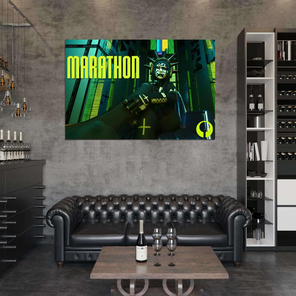 Marathon Game Vandal Glitch Hot Girl Wall Art Print Poster