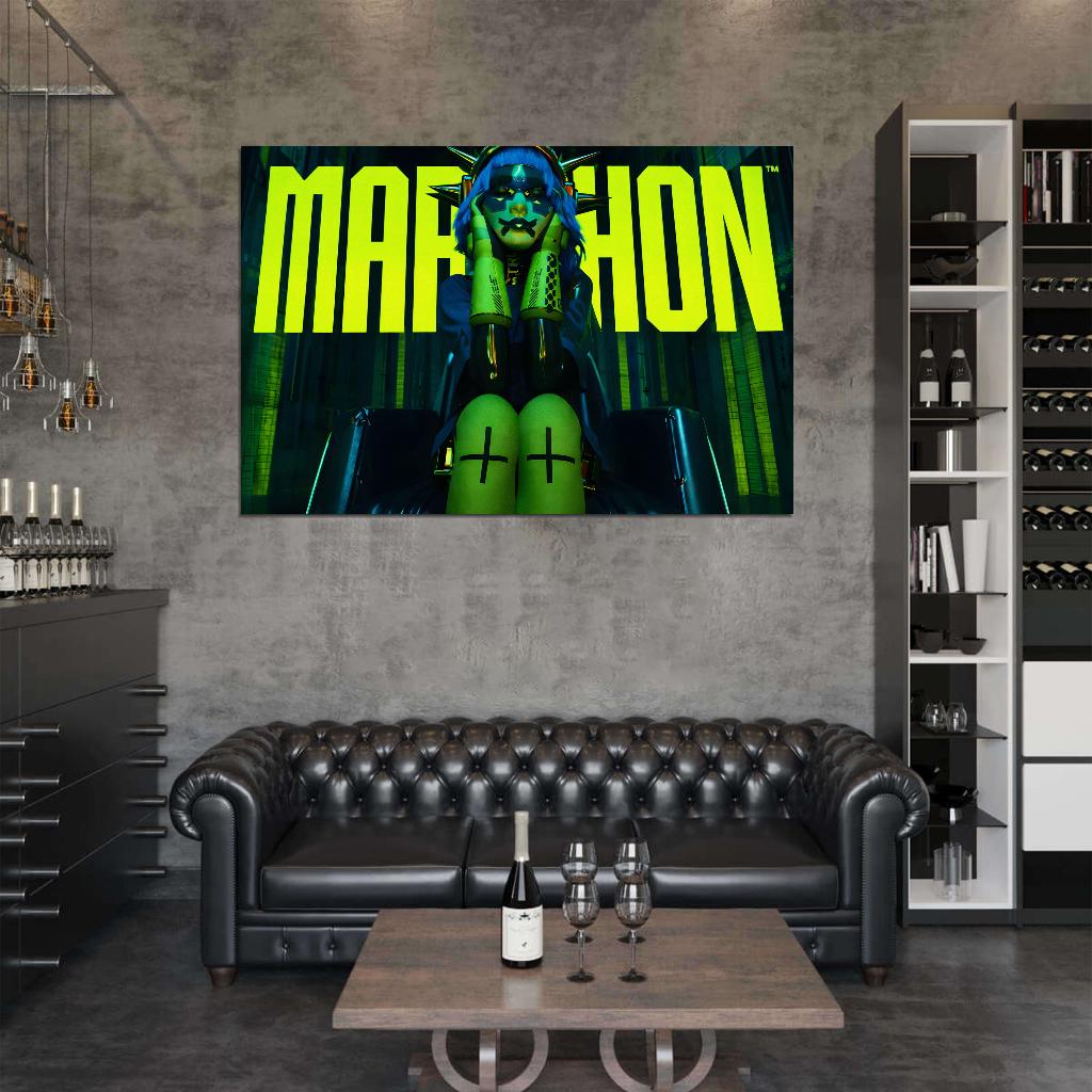 Marathon Game Vandal Glitch Cute Girl Wall Art Print Poster