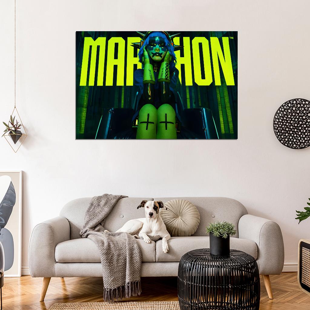 Marathon Game Vandal Glitch Cute Girl Wall Art Print Poster