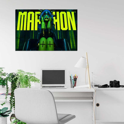 Marathon Game Vandal Glitch Cute Girl Wall Art Print Poster