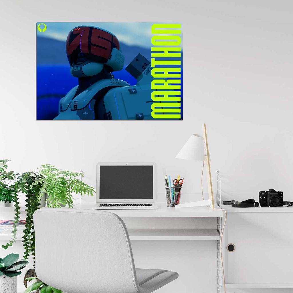 Marathon Game Destroyer Class Runner Shell Helmet Cinematic Wall Art Print Poster
